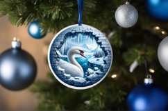 Icy Wall with Smiling Swan Round Ornament Sublimation PNG Product Image 4