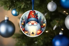 Christmas Gnome Round Ornament Sublimation PNG Product Image 4