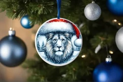 Round Winter Scene with Lion PNG Product Image 4
