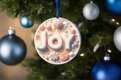 Joy 3D Martzipan Winter Ornament PNG Product Image 4