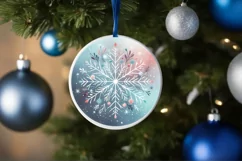 Round Snowflake Christmas Ornament PNG Product Image 4