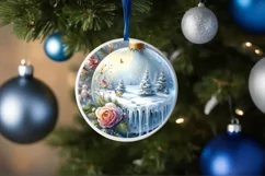 Round Christmass 3D Flowers PNG Product Image 1