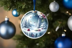 Round Christmass 3D Flowers PNG Product Image 4