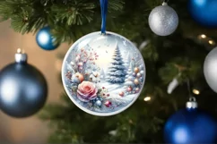 Round Christmass 3D Flowers PNG Product Image 1