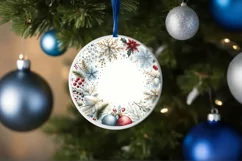 Snow Scene Round Ornament Sublimation PNG Product Image 4