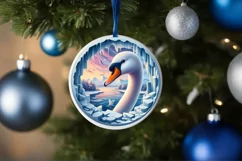 Swan Smiling Through Icy Wall Round Ornament Sublimation PNG Product Image 4