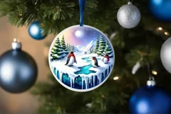 Winter Penguins with Melted Edges Sublimation PNG Product Image 1