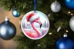 Round Christmass Flamingo PNG Product Image 4