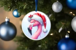 Round Christmass Flamingo PNG Product Image 4