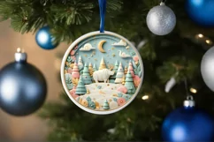Round Christmas Ornament Sublimation|Clipart Product Image 3