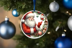 Santa Snowflake Round Sticker Sublimation PNG Product Image 4