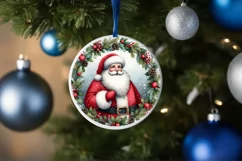 Icy Wall with Smiling Santa Round Ornament Sublimation PNG Product Image 4