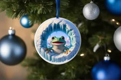 Icy Wall Frog Round Ornament Sublimation PNG Product Image 4