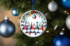 Colorful Winter Gnomes Round Ornament Sublimation PNG Product Image 4