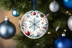 Snowflake Winter Scene Ornament Sublimation PNG Product Image 4