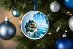 Melting Ice Turtle Round Ornament Sublimation PNG Product Image 4