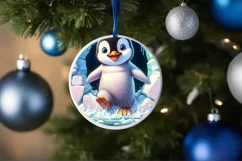 Penguin Smiling Round Ornament Sublimation PNG Product Image 4