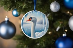 Swan Smiling Through Icy Wall Round Ornament Sublimation PNG Product Image 1