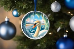 Icy Wall Swan Round Ornament Sublimation PNG Product Image 4