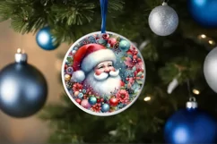 Santa Winter Watercolor Round Sticker Sublimation PNG Product Image 4