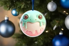 Christmas Frog Round Sticker Sublimation PNG Product Image 4
