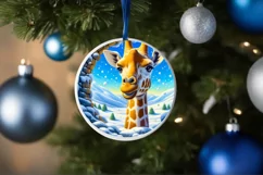 Snow Wall Giraffe Round Ornament Sublimation PNG Product Image 4