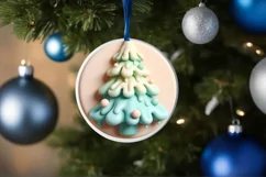 Pastel Christmas Tree Ornament Sublimation PNG Product Image 4