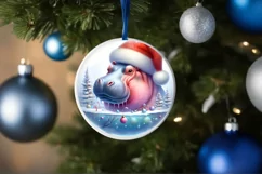 3D Hippo Portrait Winter Scene Sublimation PNG Product Image 4