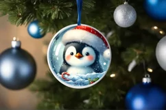 3D Penguin Portrait Winter Scene Sublimation PNG Product Image 4