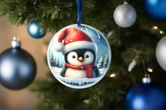 3D Penguin Portrait Winter Scene Sublimation PNG Product Image 1