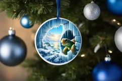 Icy Turtle Round Ornament Sublimation PNG Product Image 1