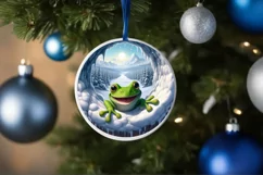Snow Wall Frog Round Ornament Sublimation PNG Product Image 1