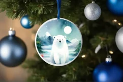 Polar Bear Christmas Ornament Sublimation PNG Product Image 1