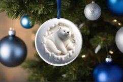 3D Polar Bear Christmas Ornament Sublimation PNG Product Image 4