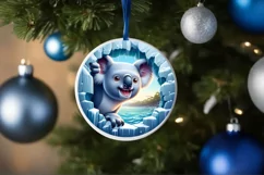 Icy Koala Round Ornament Sublimation PNG Product Image 4