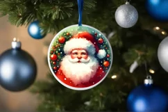 Santa Round Ornament Sublimation PNG Product Image 4