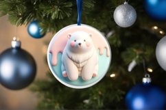 Pastel Polar Bear Christmas Ornament Sublimation PNG Product Image 4