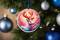 Deer Christmas Ornament Sublimation PNG Product Image 4