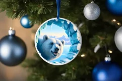 Icy Wall Bear Round Ornament Sublimation PNG Product Image 4