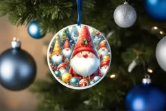 Christmas Gnome Round Sticker Sublimation PNG Product Image 4