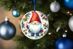 Colorful Gnome Round Ornament Sublimation PNG Product Image 1
