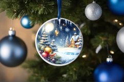Winter Scene Round Ornament Sublimation PNG Product Image 4