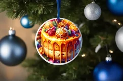 Watercolor Round Ornament Sublimation PNG Product Image 4