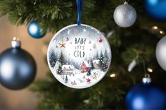 Santa Winter Scene Round Ornament Sublimation PNG Product Image 4