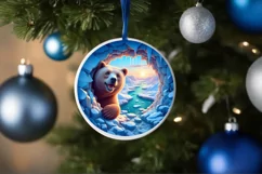 Bear Icy Round Ornament Sublimation PNG Product Image 4