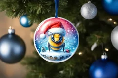 Bee Melting Winter Round Ornament Sublimation PNG Product Image 4