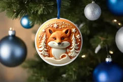 Fox Christmas Ornament Sublimation PNG Product Image 4