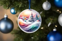Gnome Winter Scene Round Ornament Sublimation PNG Product Image 4