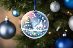 Polar Bear Winter Scene Round Ornament Sublimation PNG Product Image 4
