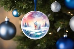 Polar Bear Winter Scene Round Ornament Sublimation PNG Product Image 4